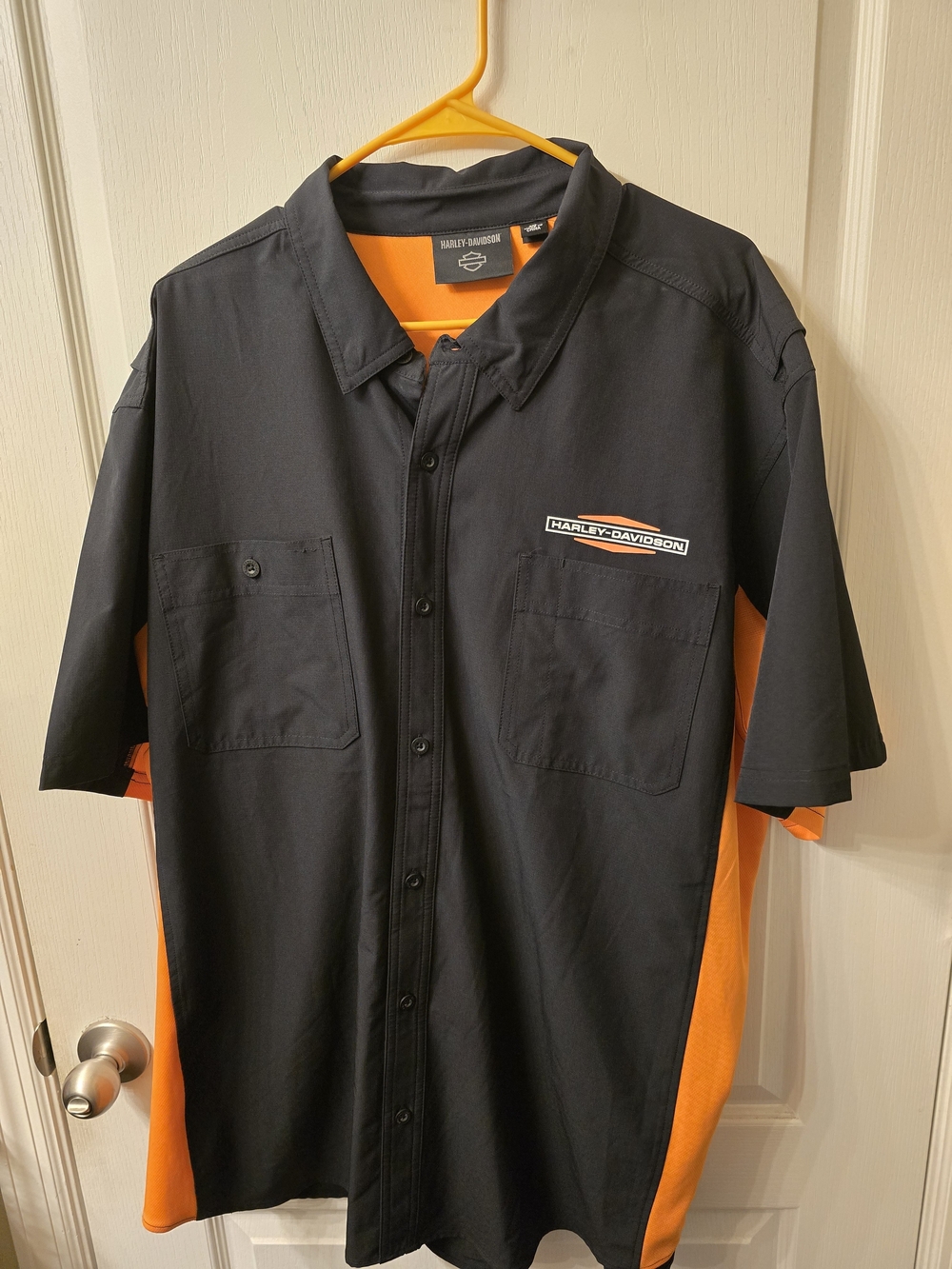 Harley-Davidson Black & Orange Short-Sleeve Button Shirt